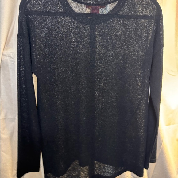Catherine Malandrino Black Long Sleeve Textured Round Neck Top SZ S - Picture 7 of 7